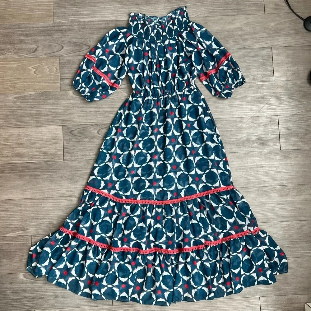 NWT Sachin & Babi X Anthropologie Mosaic Off-The-Shoulder Midi Dress Size 0 - Picture 4 of 9